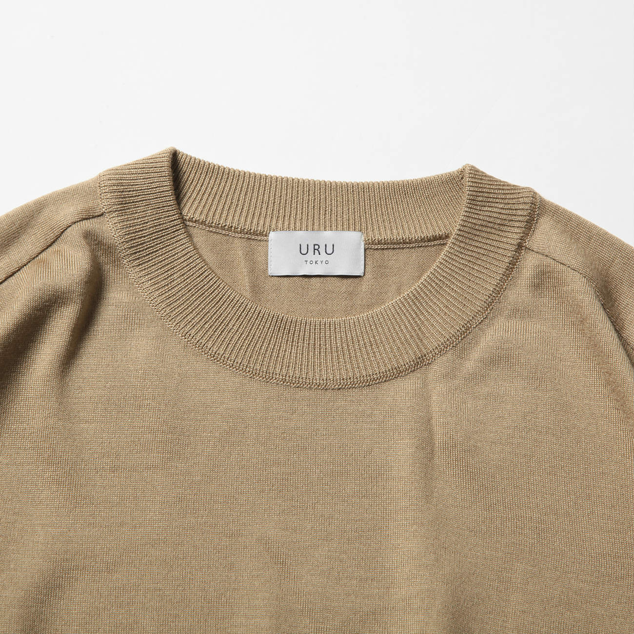 ACRYL RAYON WOOL / CREW NECK L/S KNIT - Beige