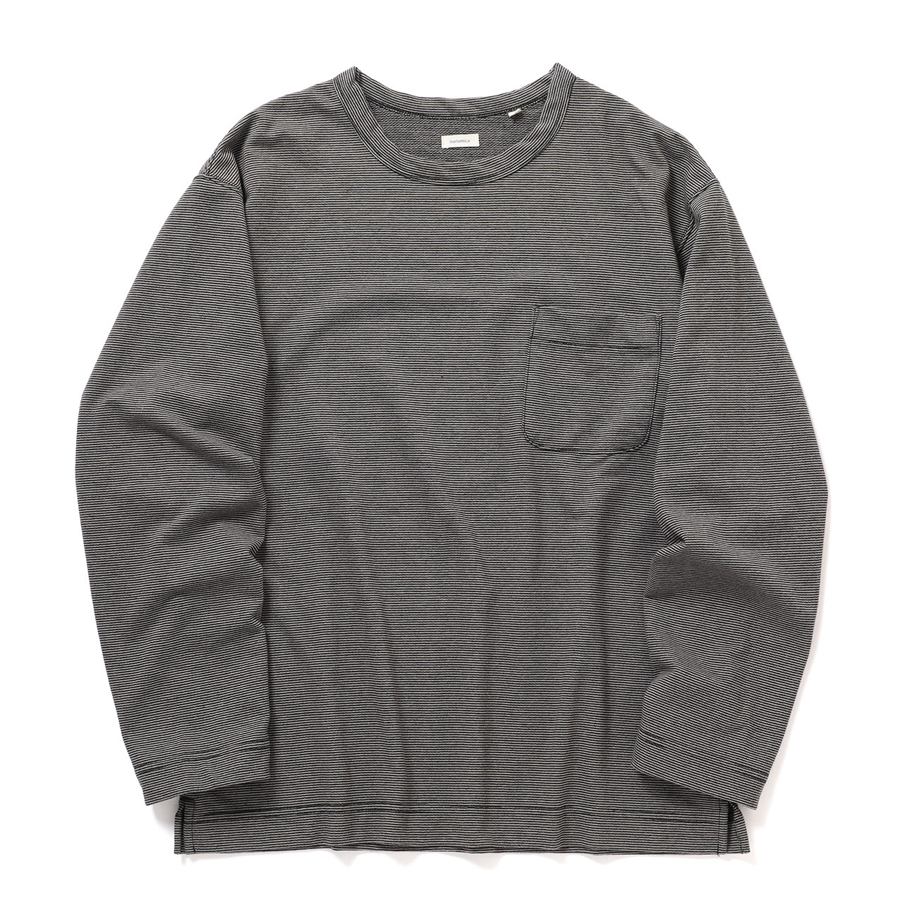 nanamica / ナナミカ | Micro Stripe Pocket L/S Tee - Black X Gray