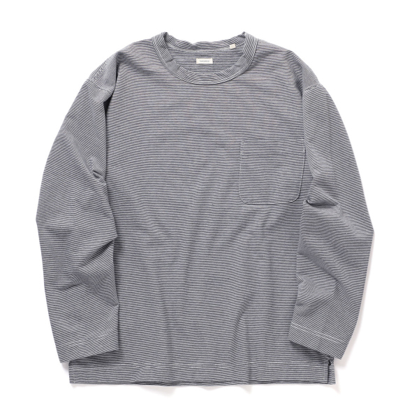 NANAMI nanamica / ナナミカ | Micro Stripe Pocket L/S Tee - Navy X White