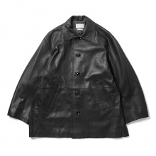YOKE / ヨーク | CUT-OFF LEATHER CAR COAT - Black