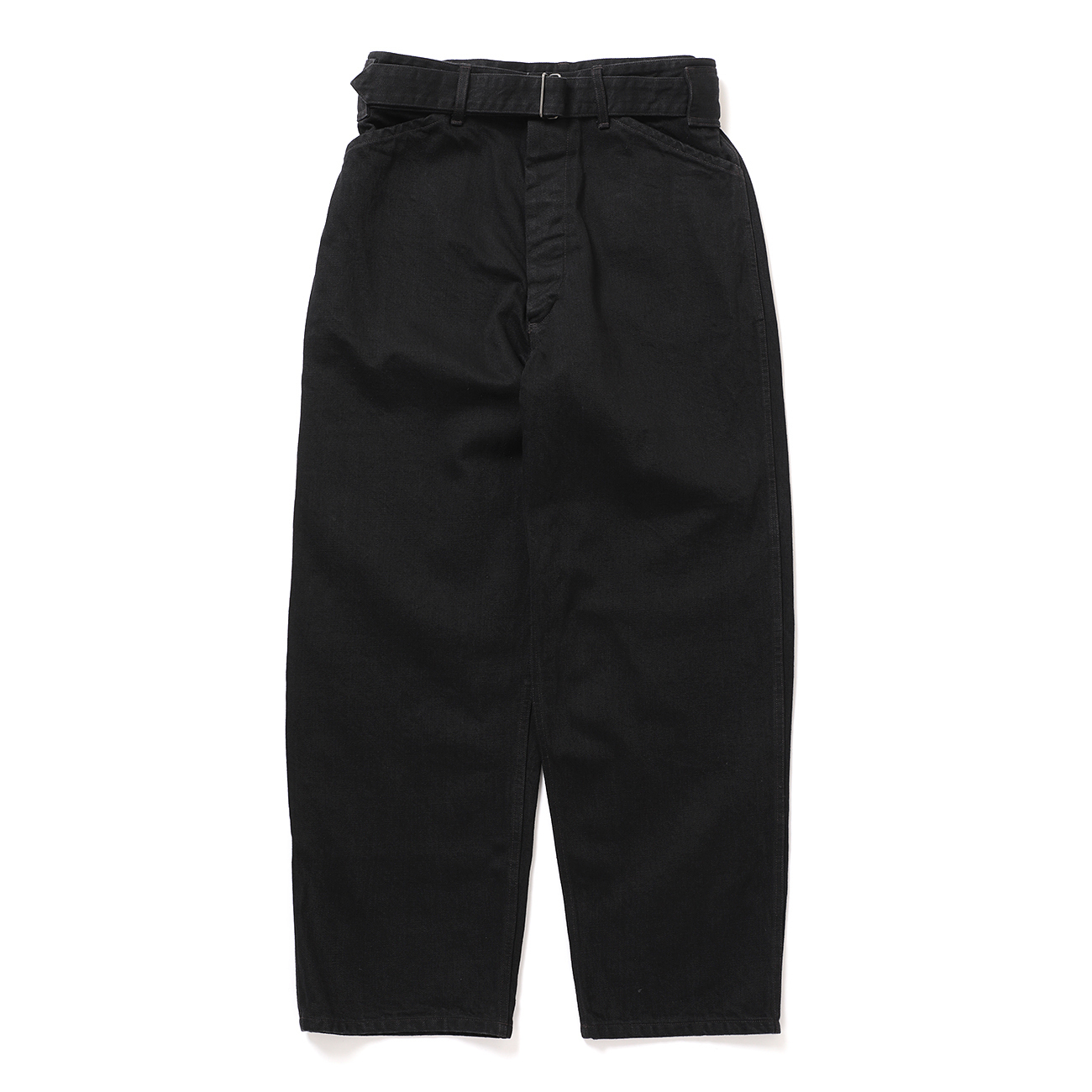 COMOLI 黒 ベルテッドパンツ COMOLI ブラックデニム ベルテッドパンツ - DIMPLE
