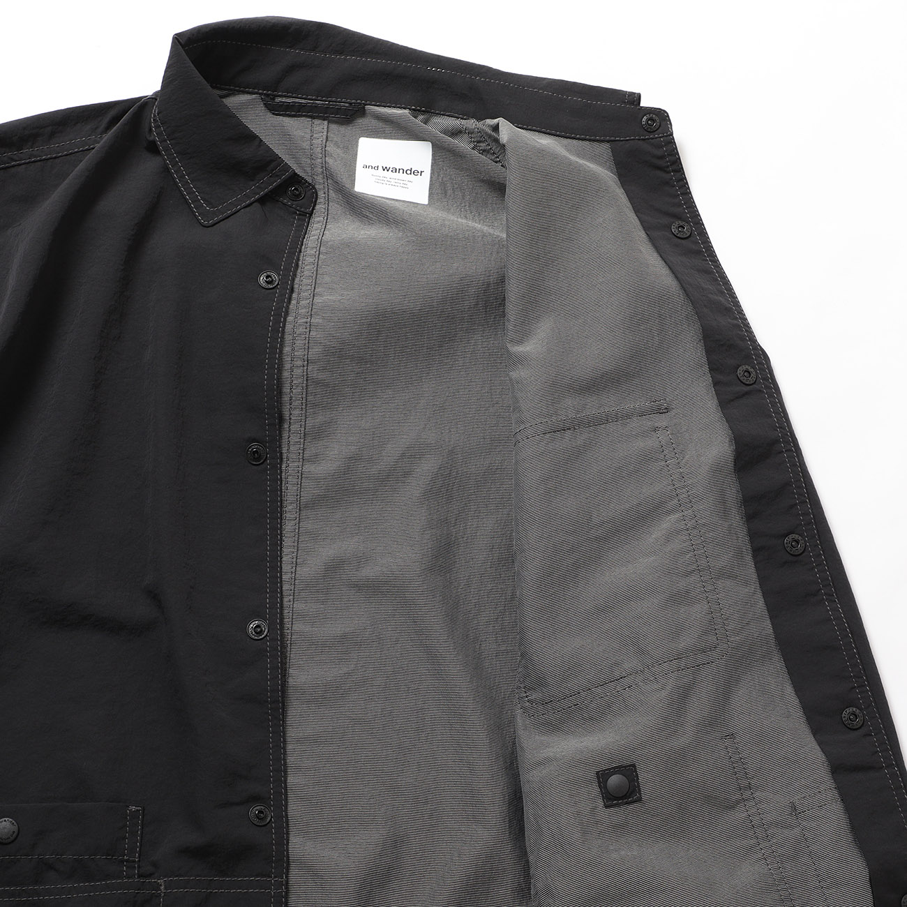 and wander / アンドワンダー | crinkled nylon shirts jacket