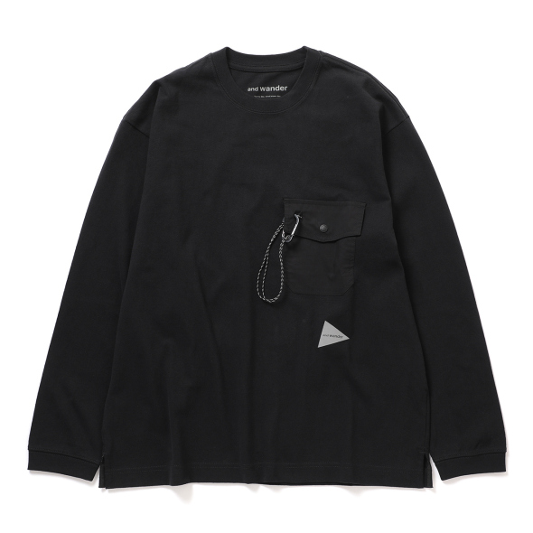 and wander / アンドワンダー | heavy cotton pocket LS T - Black