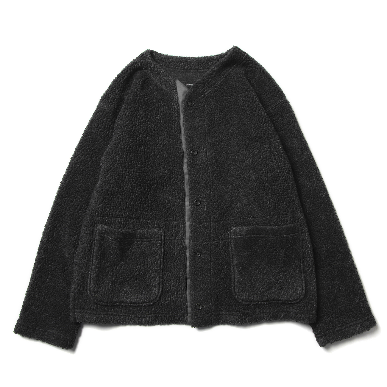 Knit Cardigan - Wool Poly Shaggy Knit - Charcoal
