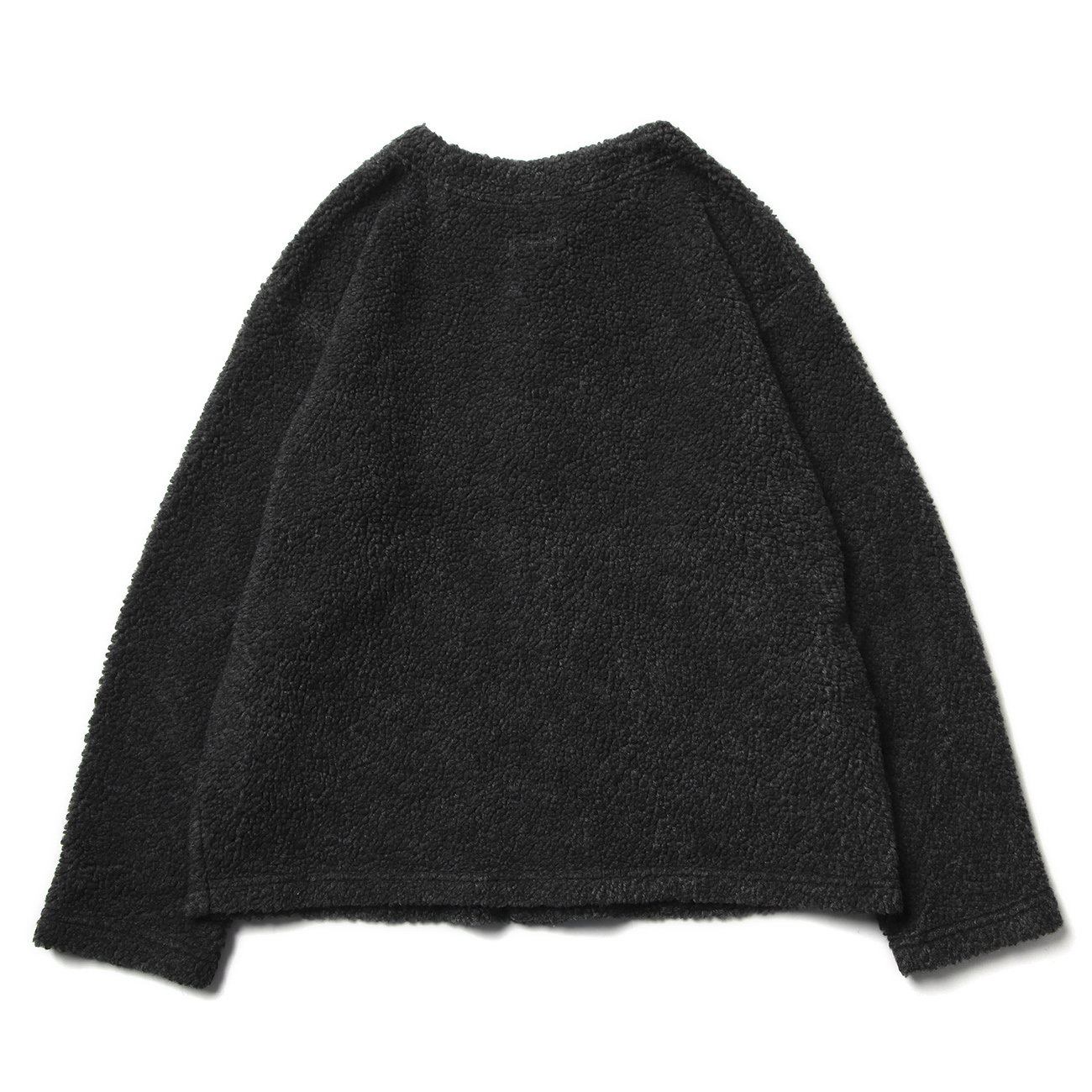 Knit Cardigan - Wool Poly Shaggy Knit - Charcoal