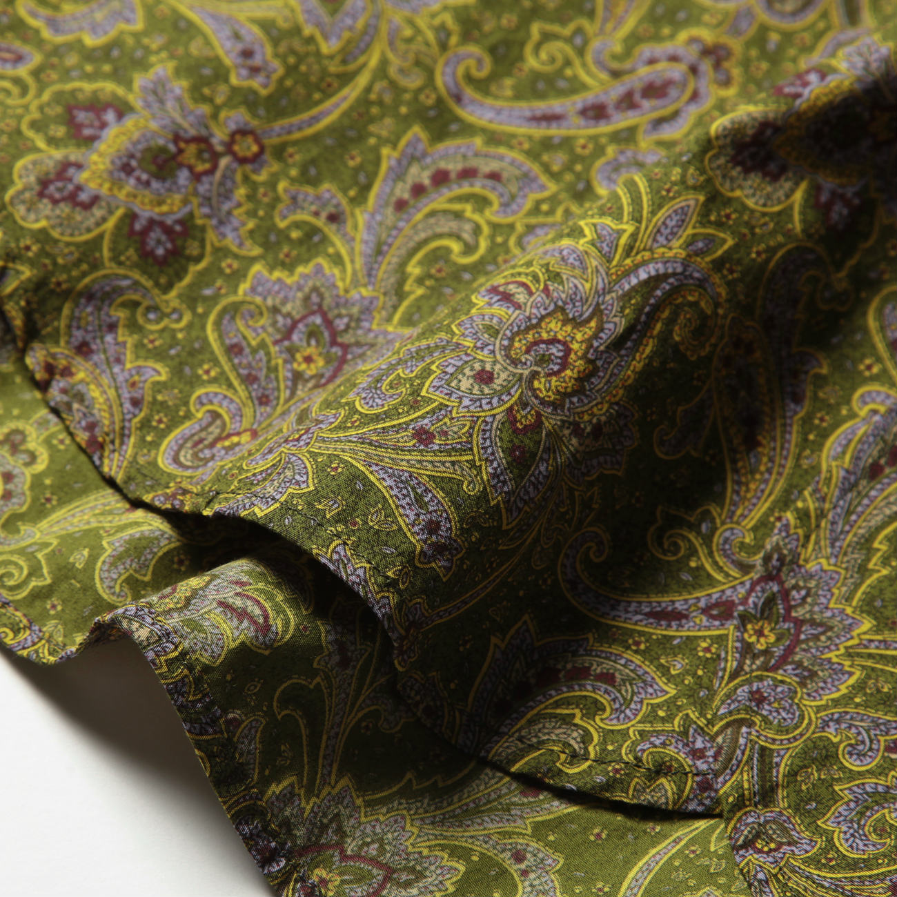 19 Century BD Shirt - Cotton Paisley Print - Olive / Purple