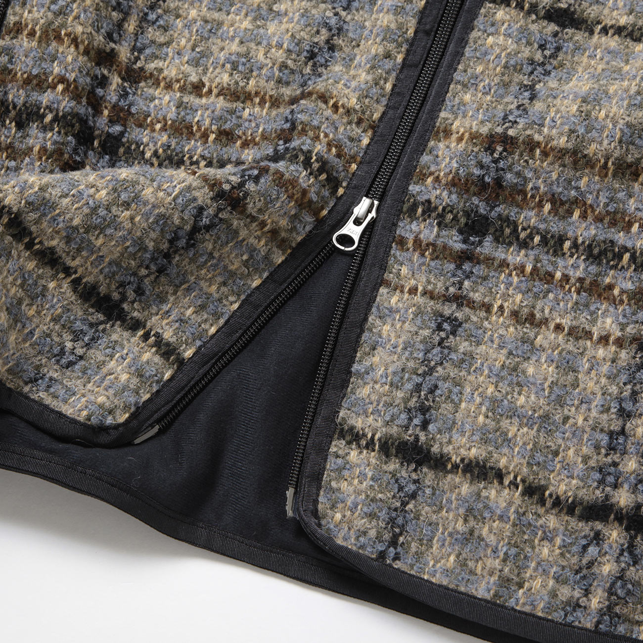 W.U. Piping Jacket - W/PE/PC/AP/N Plaid Tweed - Sax / Brown / Grey