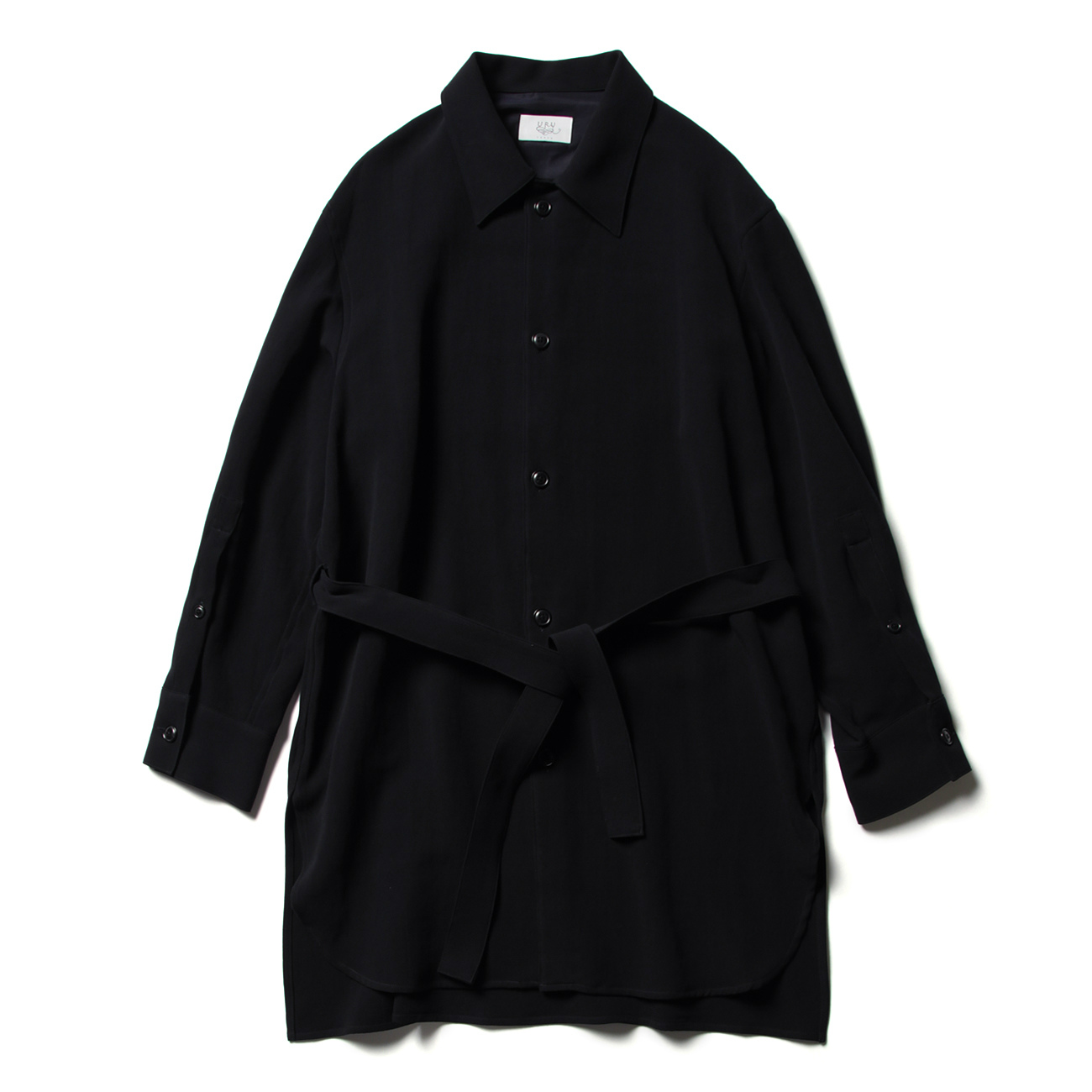URU / ウル | COTTON GABARDINE / LONG SLEEVE BELTED SHIRTS - D.Navy 