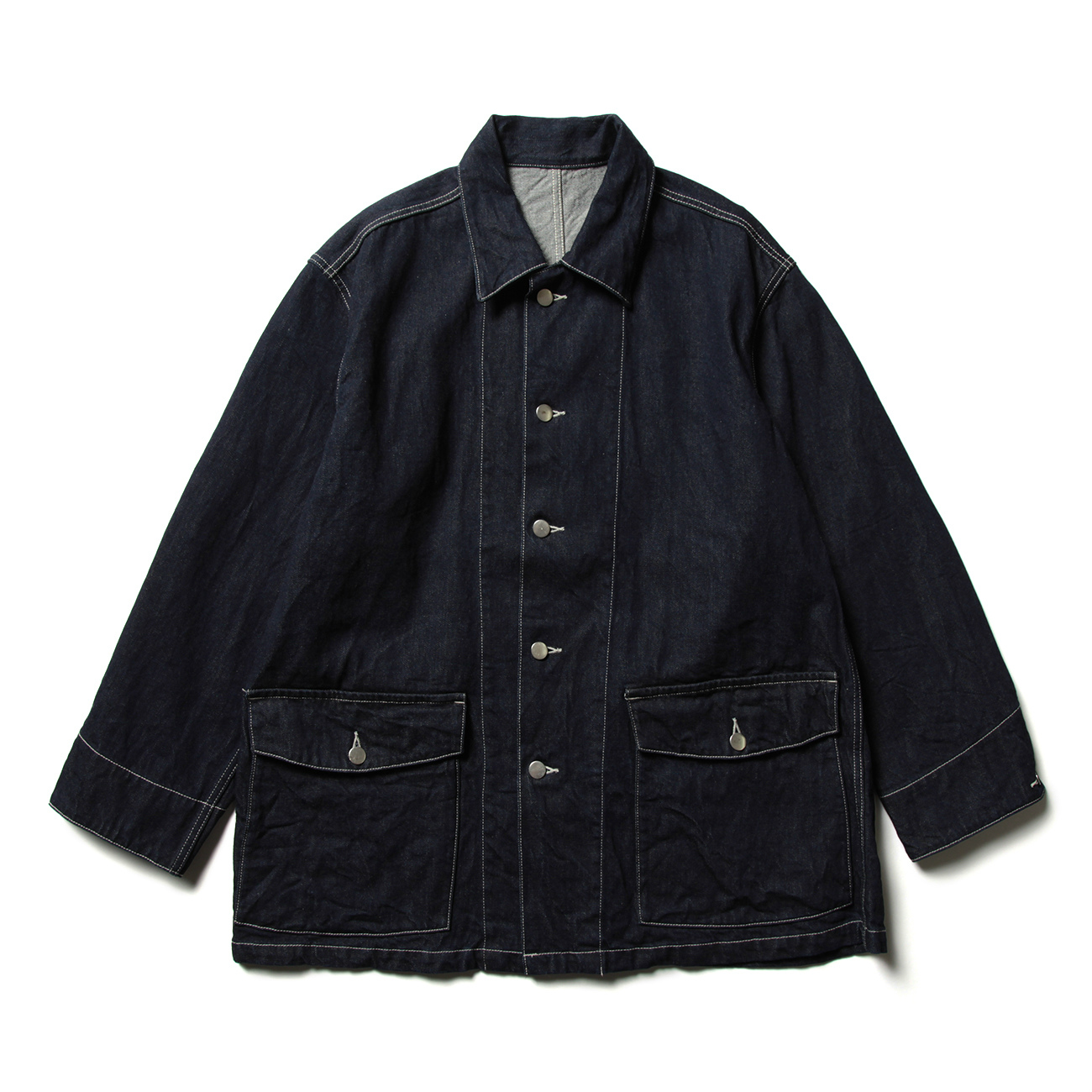 COTTON DENIM / COVERALL JACKET - Indigo