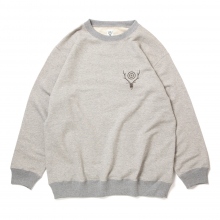 South2 West8 / サウスツーウエストエイト | Crew Neck Sweat Shirt - Cotton Jersey / Circle Horn - Grey