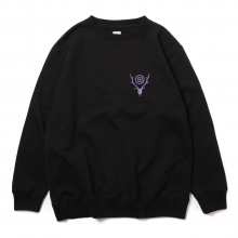 South2 West8 / サウスツーウエストエイト | Crew Neck Sweat Shirt - Cotton Jersey / Circle Horn - Black