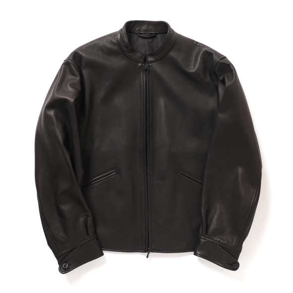 blurhms / ブラームス | Lamb Leather Zip Short Jacket - Black