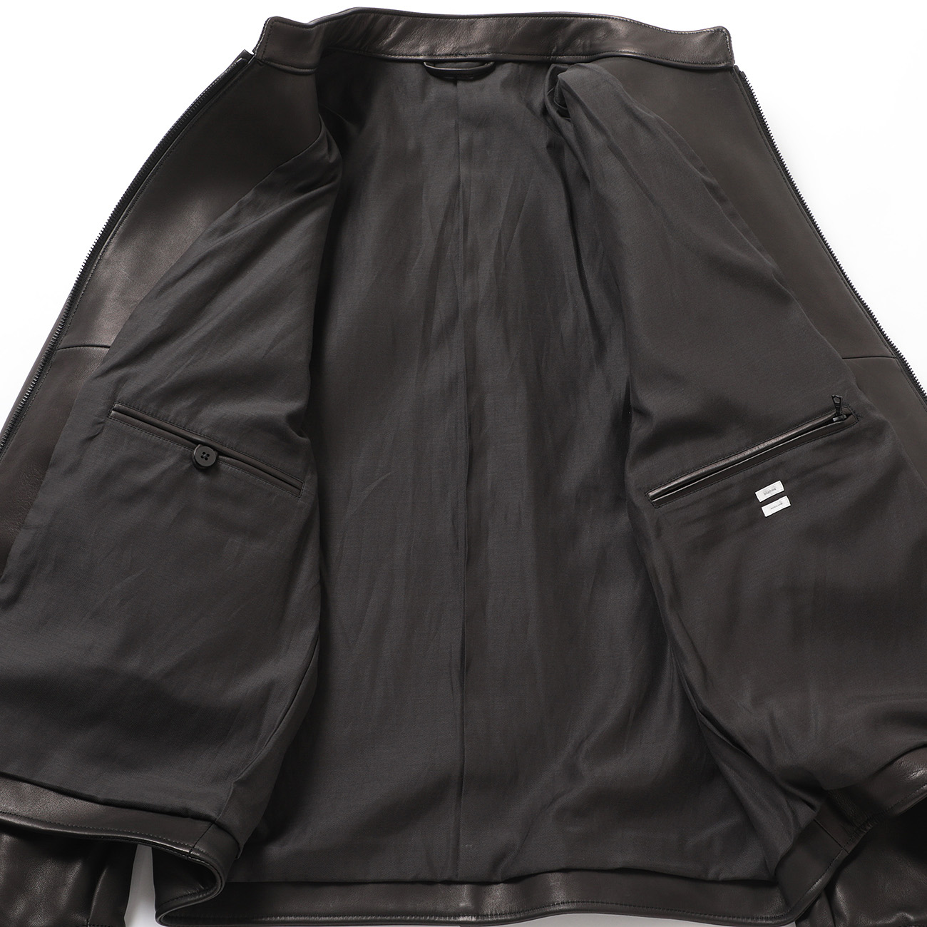 blurhms / ブラームス | Lamb Leather Zip Short Jacket - Black