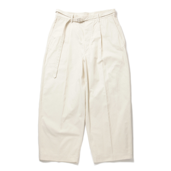 blurhms / ブラームス | Brushed Twill Belted Trousers - Ivory
