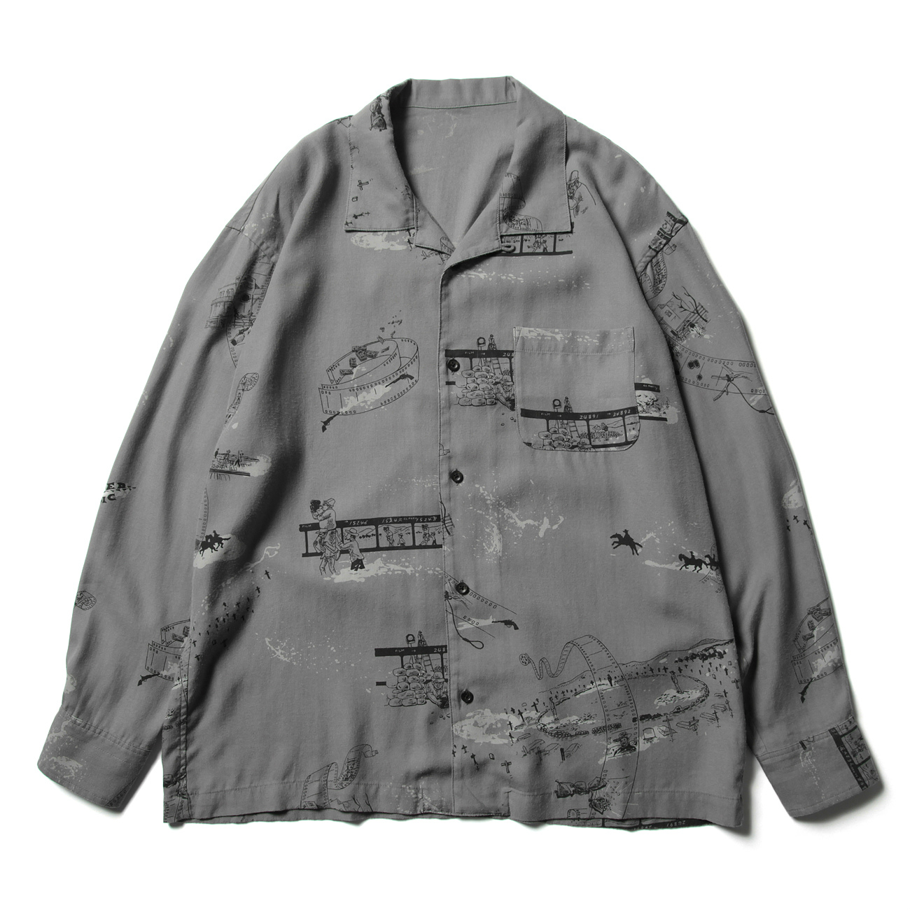 Porter Classic アロハ シャツ SERGIO LEONE グレー Porter Classic / ポータークラシック | ALOHA LONG SHIRT