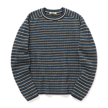AURALEE / オーラリー | SHETLAND WOOL CASHMERE RIB KNIT P/O (メンズ) - Navy Stripe
