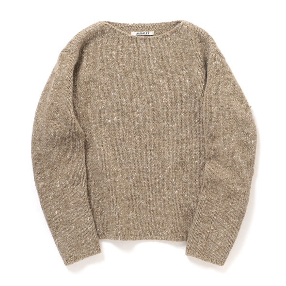 AURALEE / オーラリー | LOW-GAUGE HOMESPUN TWEED KNIT BOAT-NECK P/O