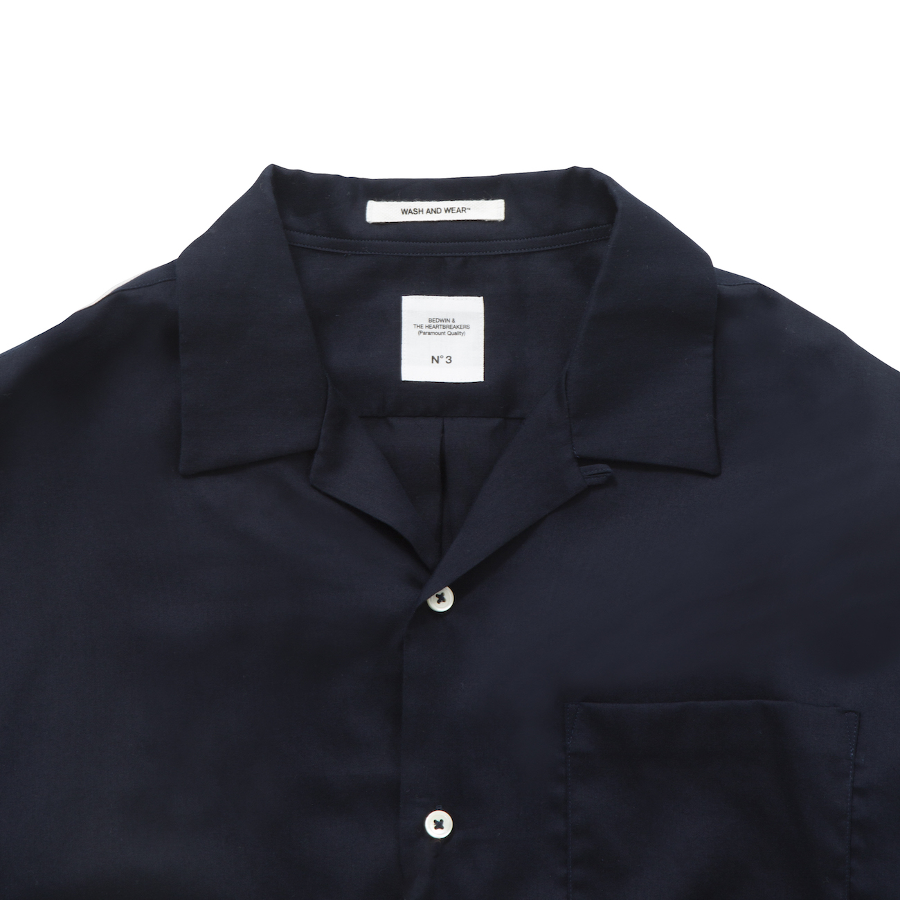 L/S OPEN COLLAR SHIRT 「AARON」 - Navy