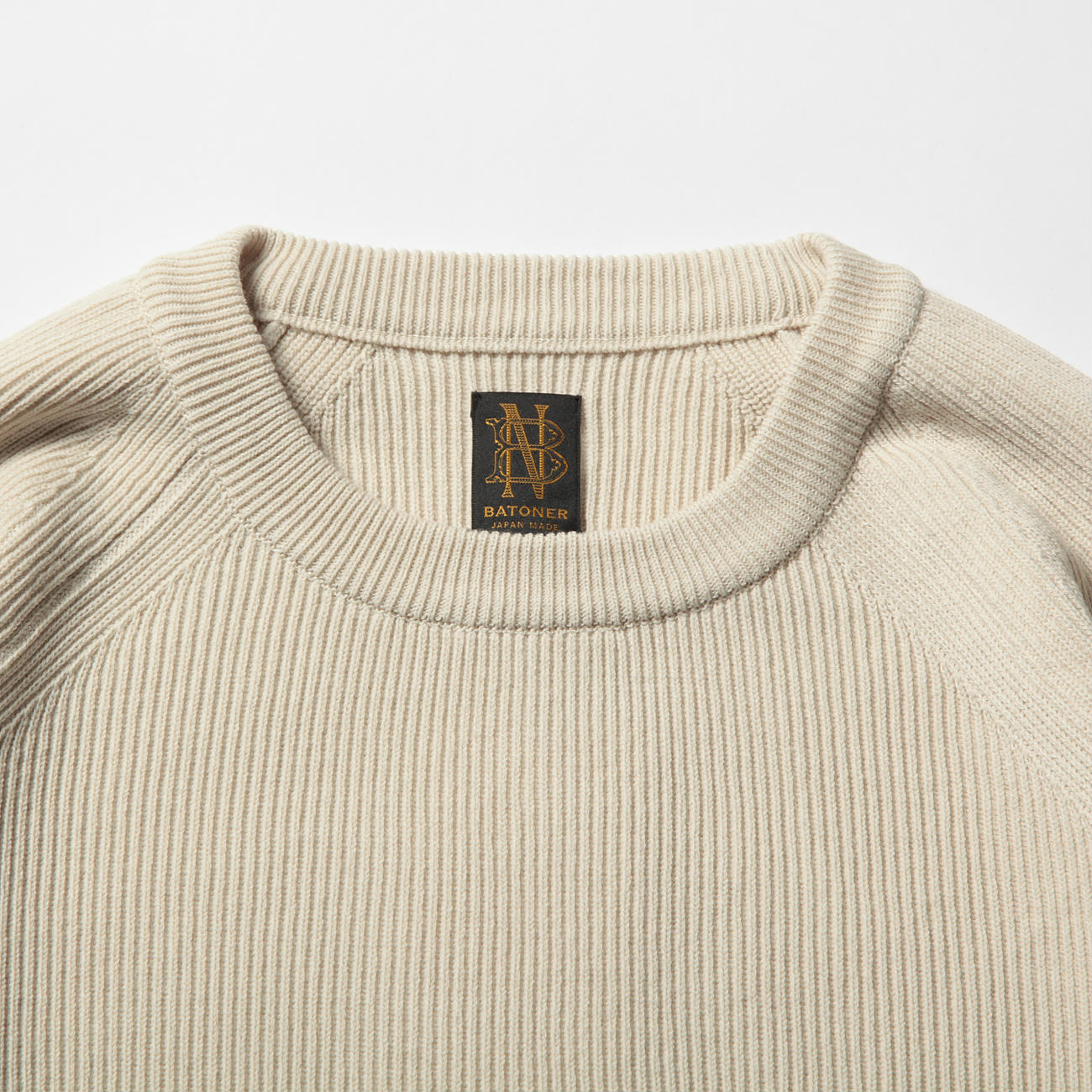 BATONER / バトナー | HARD TWIST WOOL CREW NECK (メンズ) - Ivory