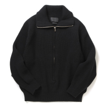 YOKE / ヨーク | 3/4 FRONT ZIP HIGHNECK RIB SWEATER - Black