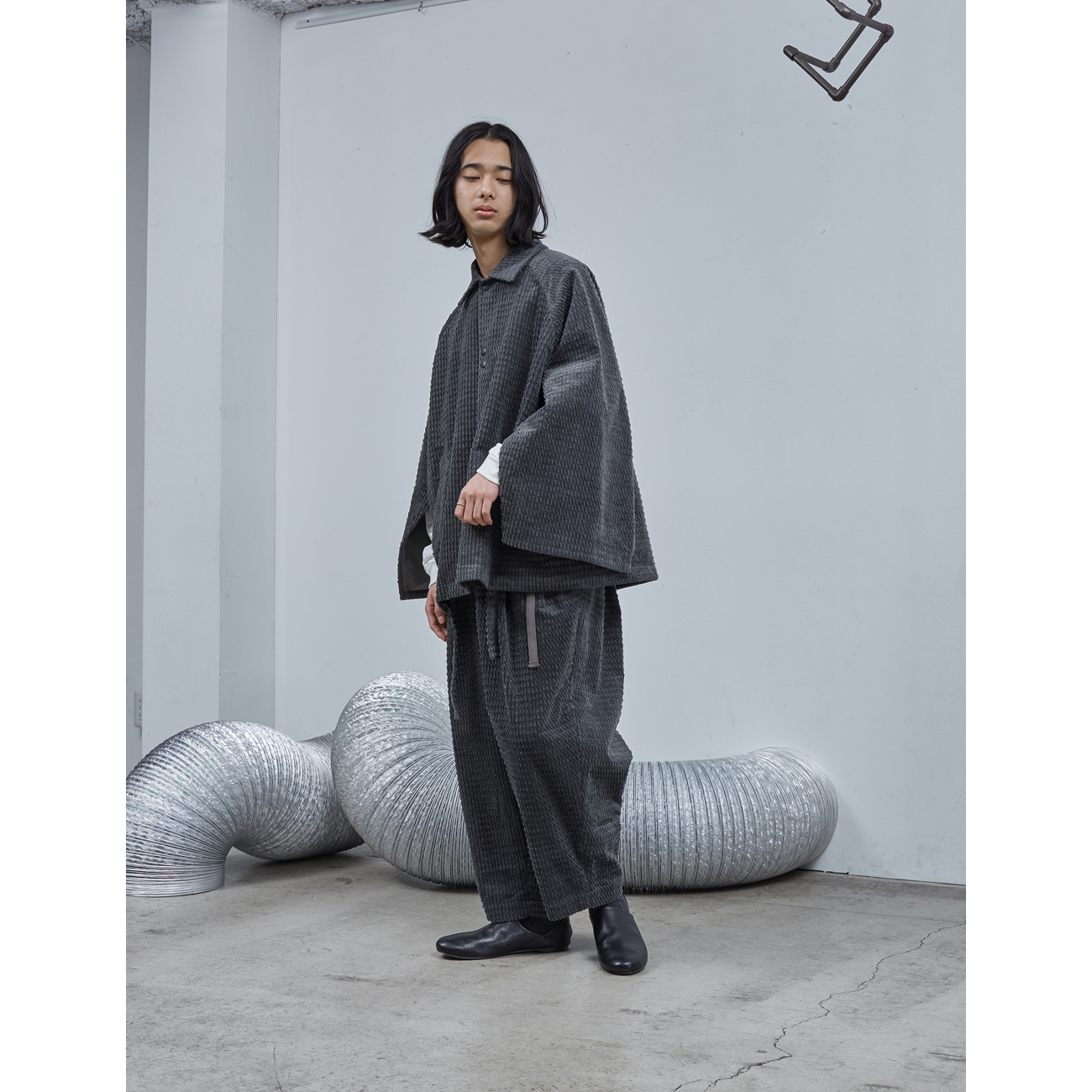 Dulcamara / ドゥルカマラ | ロープコールタックワイドパンツ - Gray