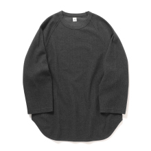 blurhmsROOTSTOCK / ブラームスルーツストック | Rough&Smooth Thermal Baseball Raglan Tee - Heather Charcoal