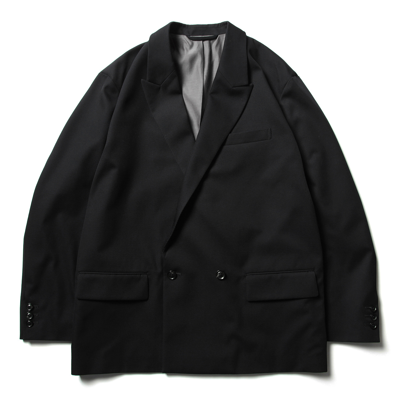 YOKE / ヨーク | WOOL KARSEY SIDE OPEN BREASTED JACKET - Dark Navy