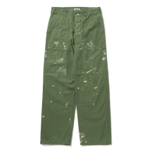AURALEE / オーラリー | WASHED BAGGY SATIN BLEACHED BAKER PANTS (メンズ) - Olive Green