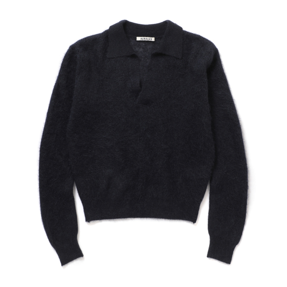 トップス auralee ALPACA SHEER KNIT SKIPPER POLO AURALEE / オーラリー | BABY SURI ALPACA SHEER KNIT SKIPPER