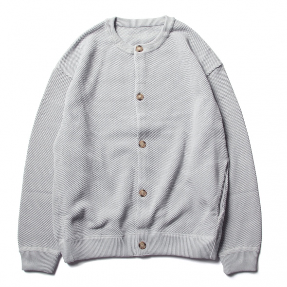 トップス crepuscule Moss stitch crew cardigan 2 crepuscule / クレプスキュール | Moss stitch crew cardigan - L.Blue