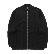 BATONER / バトナー | 32G SMOOTH WOOL POLO ZIP UP CARDIGAN (メンズ) - Black