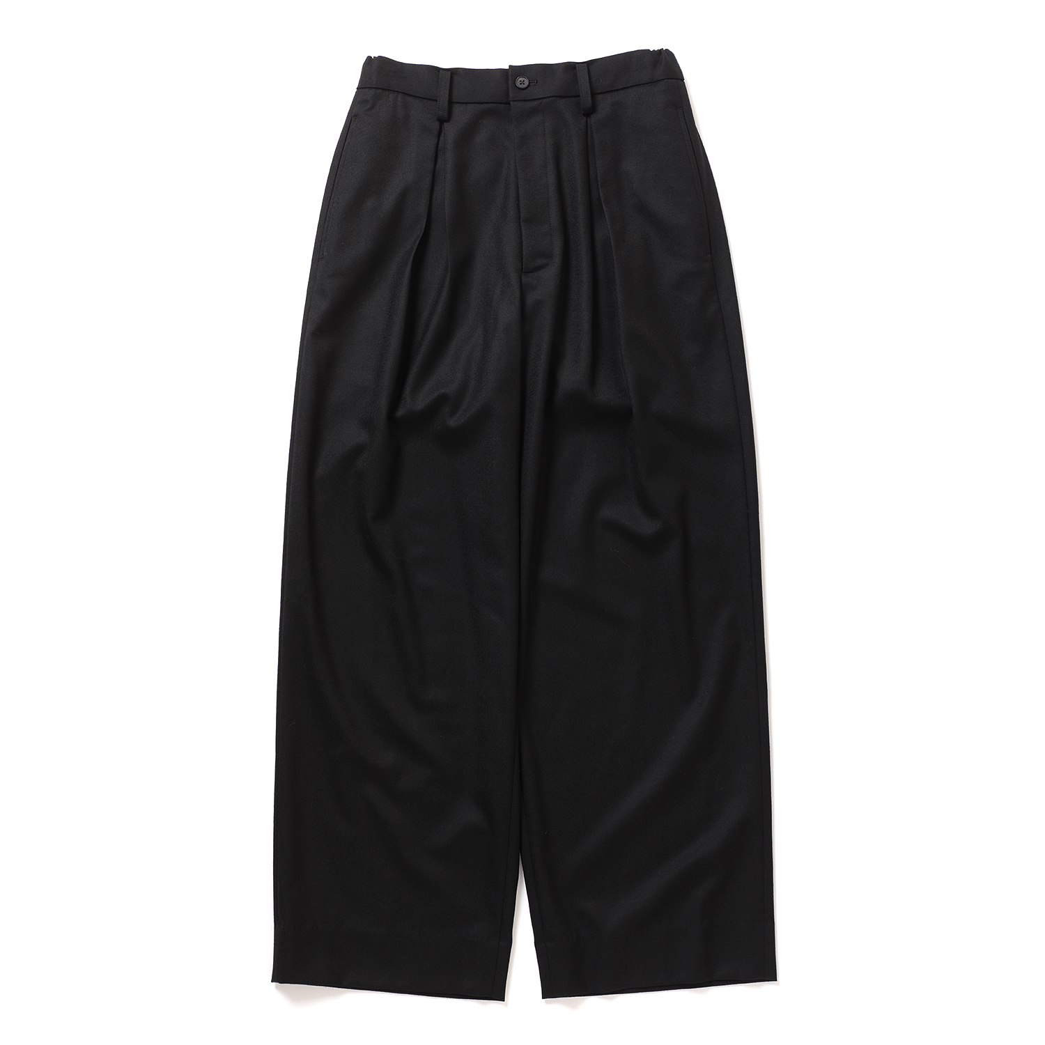 ssstein / シュタイン | WOOL FLANNEL EASY WIDE TROUSERS - Black