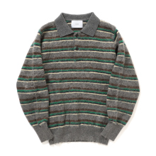 ssstein / シュタイン | KID MOHAIR RIBBED KNIT POLO LS - Grey Multi