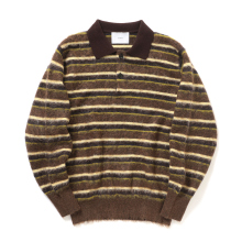 ssstein / シュタイン | KID MOHAIR RIBBED KNIT POLO LS - Brown Multi