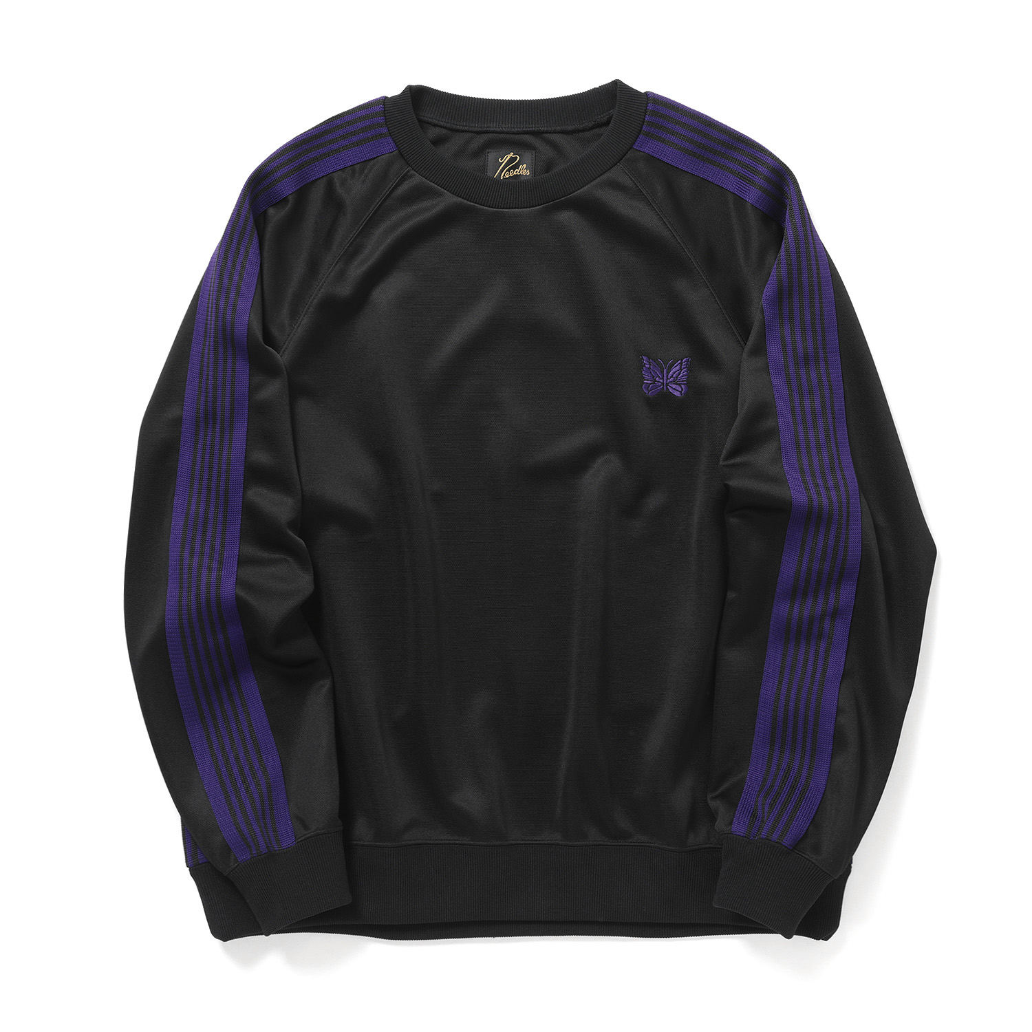 Needles / ニードルズ | Track Crew Neck Shirt - Poly Smooth - Black