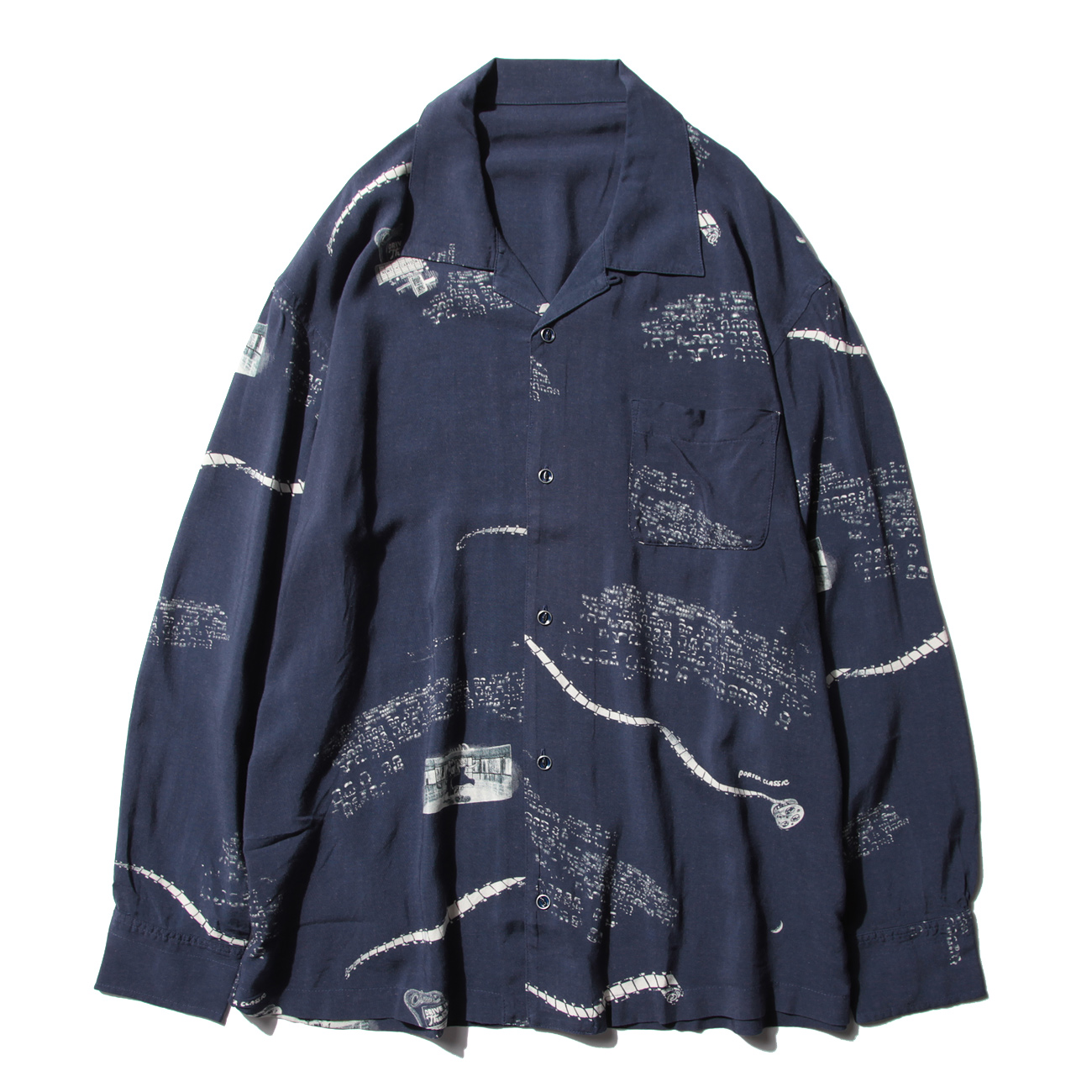 Porter Classic / ポータークラシック | ALOHA LONG SHIRT - Navy