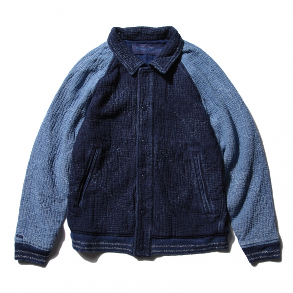 SASHIKO OLD SCHOOL VARSITY JACKET - Blue