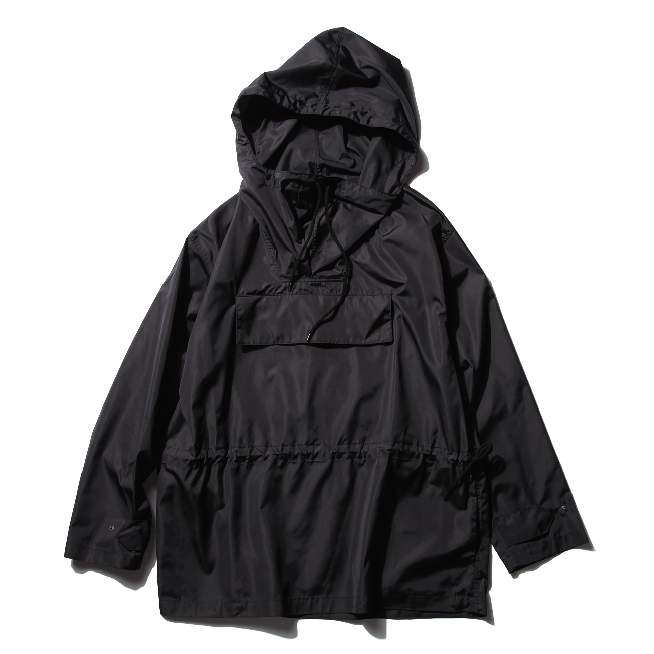 POLYESTER SILK HIGH COUNT CLOTH PULLOVER HOODIE (メンズ) - Black