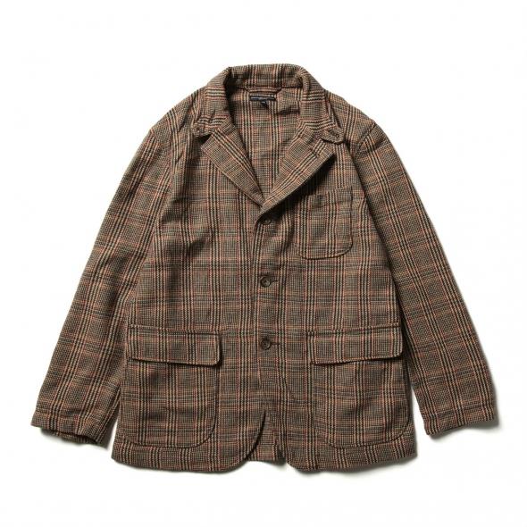 Loiter Jacket - Wool Poly Glen Plaid - Brown / Orange