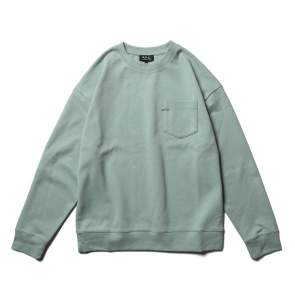 【関税込み】A.P.C. グリーン ロゴプリント スウェットシャツ 残りわずか！】A.P.C. グリーン ロゴプリントスウェットシャツ