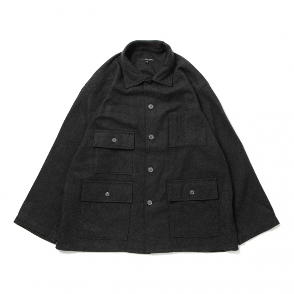 BA Shirt Jacket - Solid Poly Wool Flannel - Grey