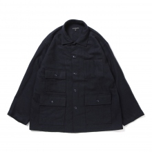 ENGINEERED GARMENTS / エンジニアドガーメンツ | BA Shirt Jacket - Solid Poly Wool Flannel - Navy