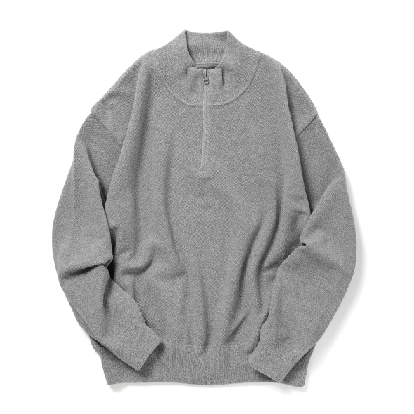 crepuscule / クレプスキュール | Light Moss Stitch Half Zip P/O - D