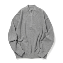 crepuscule / クレプスキュール | Light Moss Stitch Half Zip P/O - D.Gray