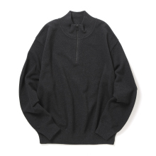 crepuscule / クレプスキュール | Light Moss Stitch Half Zip P/O - Black