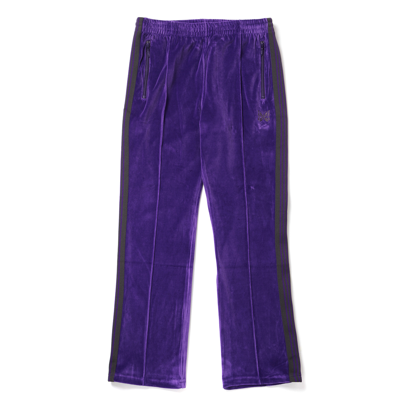 Needles ベロアパンツ M ブラック ラインはパープル系 Needles