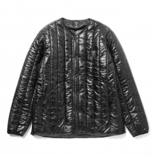 South2 West8 / サウスツーウエストエイト | Quilted Crew Neck Cardigan - Nylon Ripstop - Black