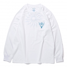 South2 West8 / サウスツーウエストエイト | L/S Round Pocket Tee - Circle Horn - White