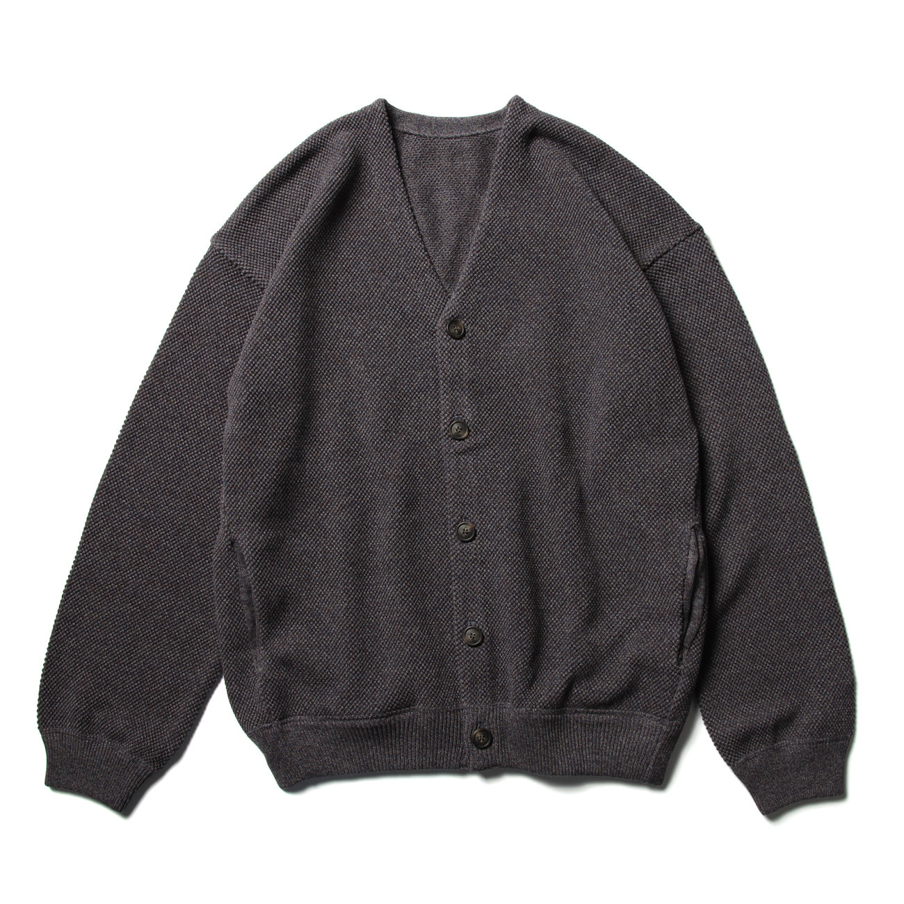 crepuscule / クレプスキュール | Moss stitch V/N cardigan - Indigo