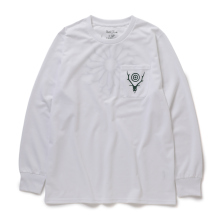 South2 West8 / サウスツーウエストエイト | L/S Round Pocket Tee - Circle Horn - White